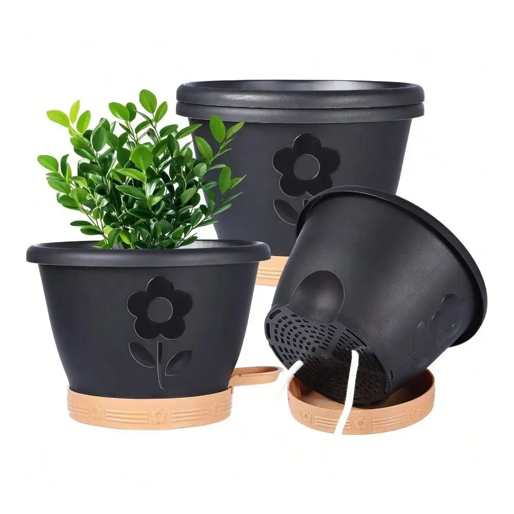 

Plant Pots Flower Pots For Indoor Outdoor Plants Self Watering Plastic Planters Pots With Drainage Holes Saucer And Reservoir D