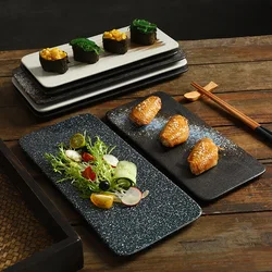 1pcs Ceramic rectangular flat plate Japanese sushi barbecue dish Restaurant creative dim sum cake plates