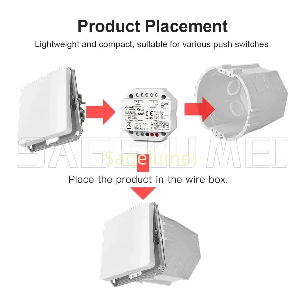 V1-H(WZ) LED CV Controller ZigBee For Single Color Tuya APP RF2.4G LED Dimmer Remote R11 4096-Level Smooth Dimming Voice Control