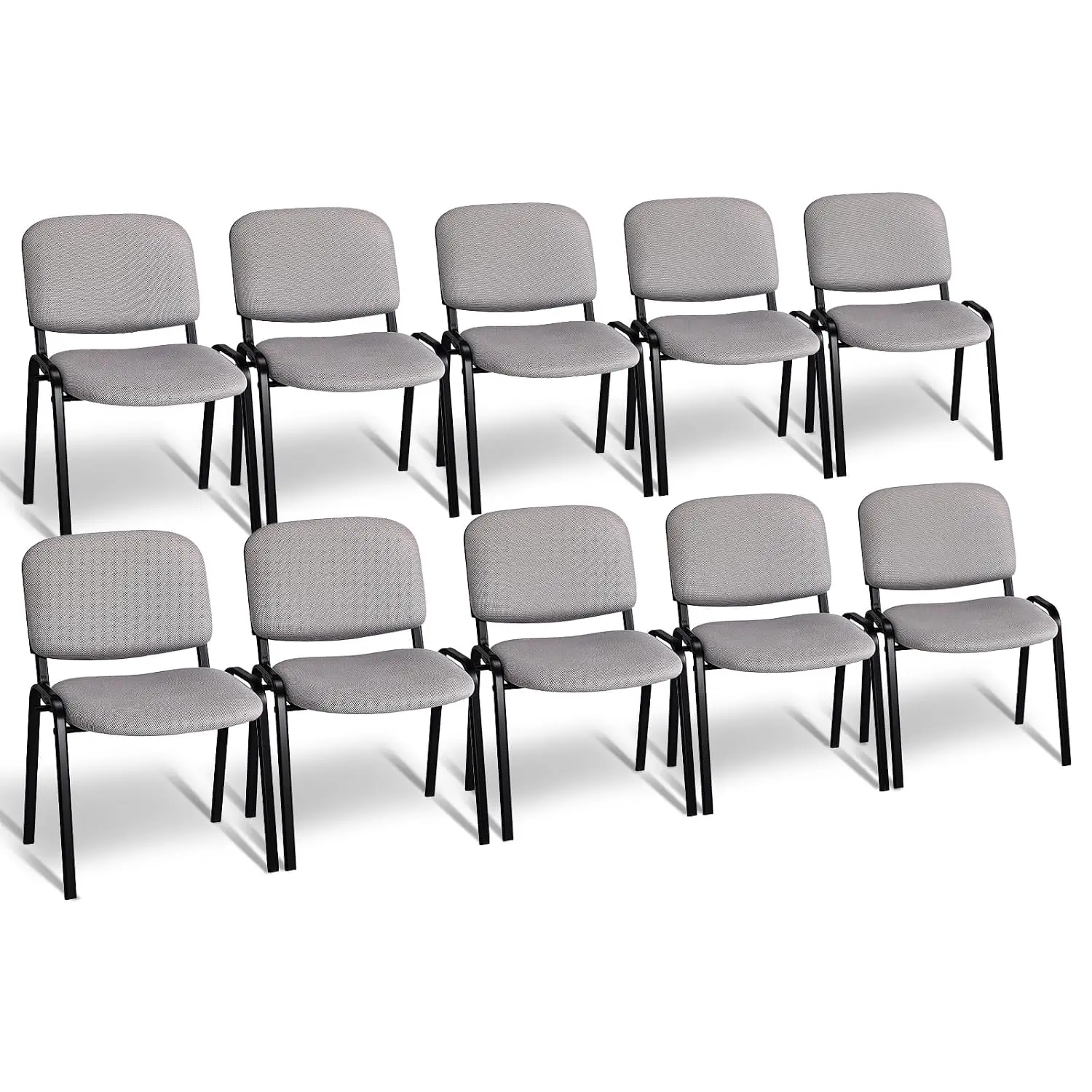 10-Pack Waiting Room Chairs, Stackable Chair for Office, Mesh-Grey