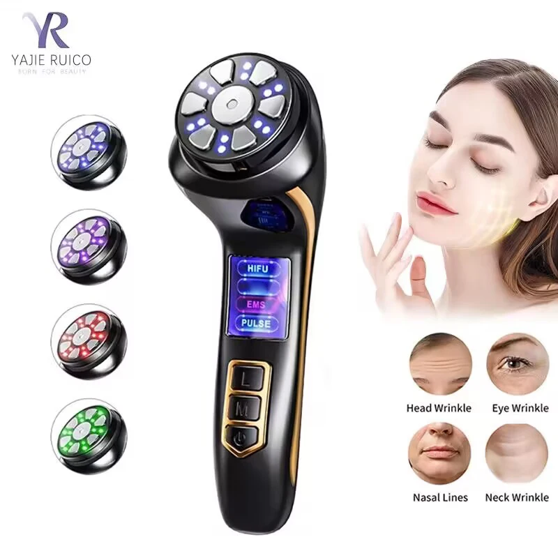 Mini HiFU 4 in 1 EMS Pulse RF Face LIfting Skin Rejuvenation Electric Current Tightening Firming Anti-Aging Led Beauty Device