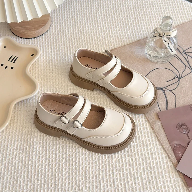 

Girls Mary Jane Shoes Retro British Style Children's Round Toe Thick Soled Leather Soft Bottom 2026 Fashion Kids Princess Shoes
