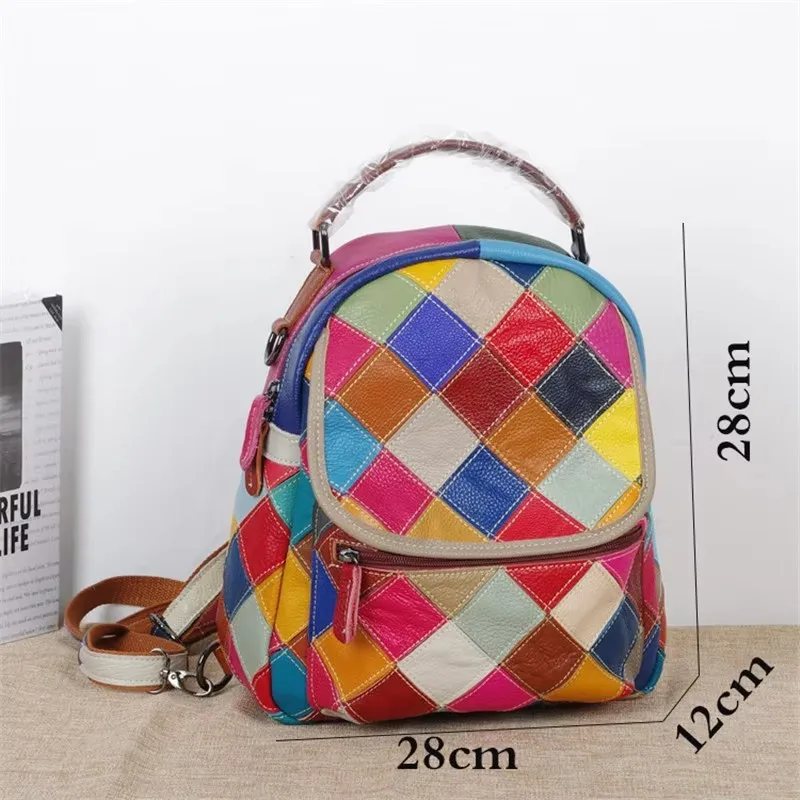 Мини-женский рюкзак высокого качества из натуральной кожи, модный рюкзак в сетку контрастного цвета, небольшой рюкзак, женская сумка для отдыха