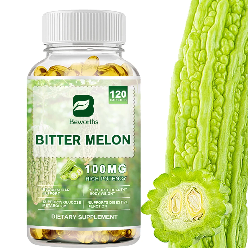 

BEWORTHS Plant Extract Bitter Melon Capsules Herbal Supplement Softgel Health Glucose Metabolism Weight Managemen For Adults