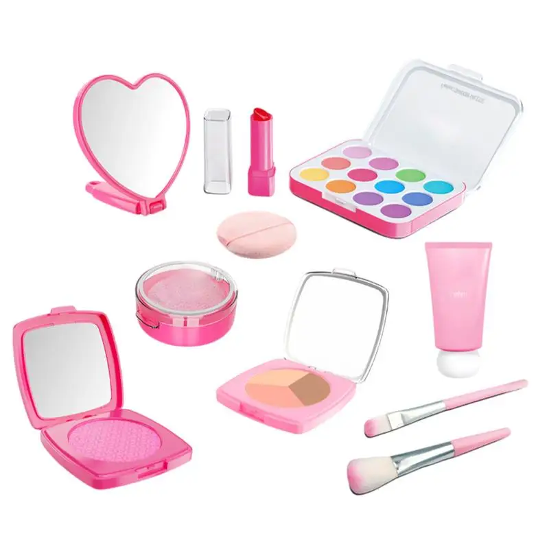 Kids Make Up Toys Kit Girls Play Pretend Cosmetic Sets Fake Makeup Little Girls Role Play Toys For Family Friends Kids Girls