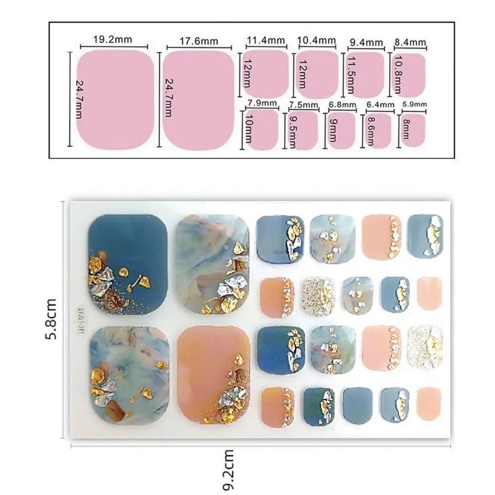 1 Set Toe Nail Art Stickers Waterproof Self-adhersive Nail Art Women Manicure Toenail Wraps Stickers