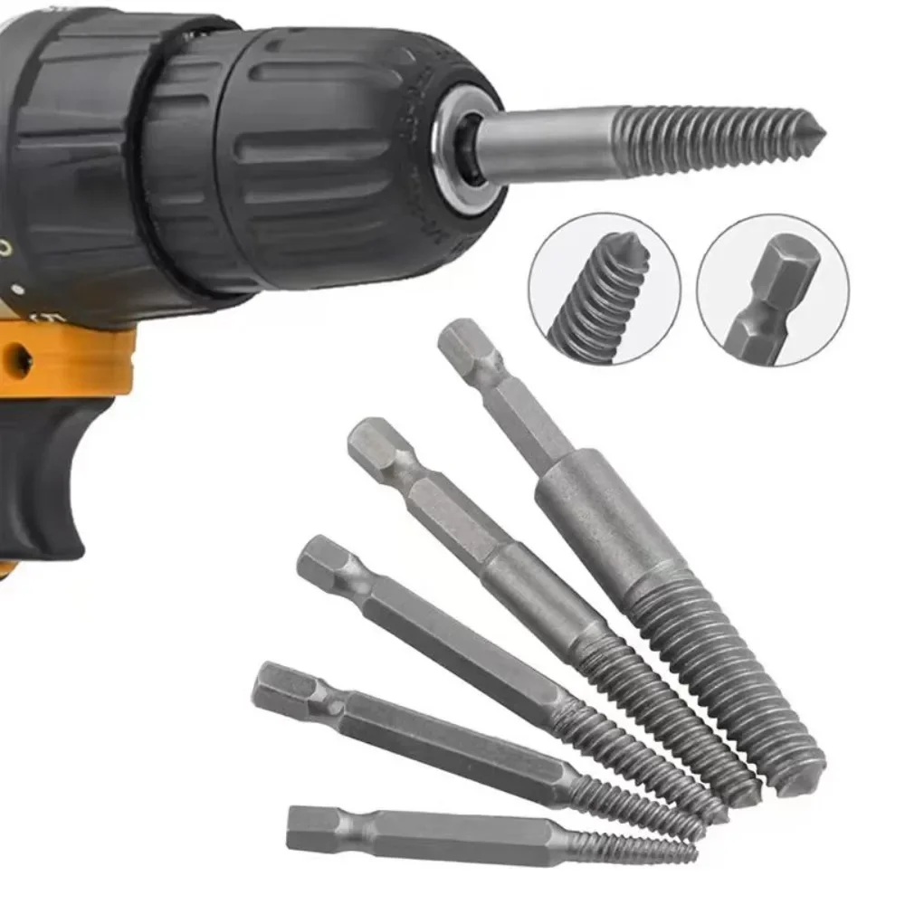 5/10Pcs Hexagonal Handle Broken Head Screw Extractor Power Tool Accessory Hexagonal Broken Thread Extractor Thread Set WORLDKPI