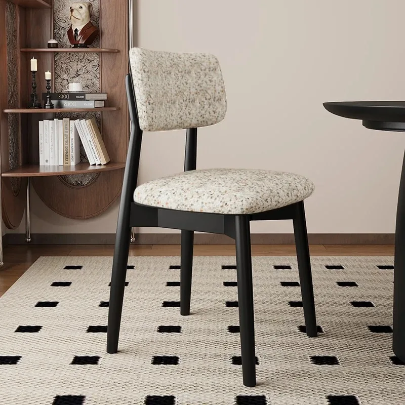 Modern Oak Wood Dining Chair with Faux Leather Upholstery Solid Wood Legs for Apartment Bathroom Workshop Office Use