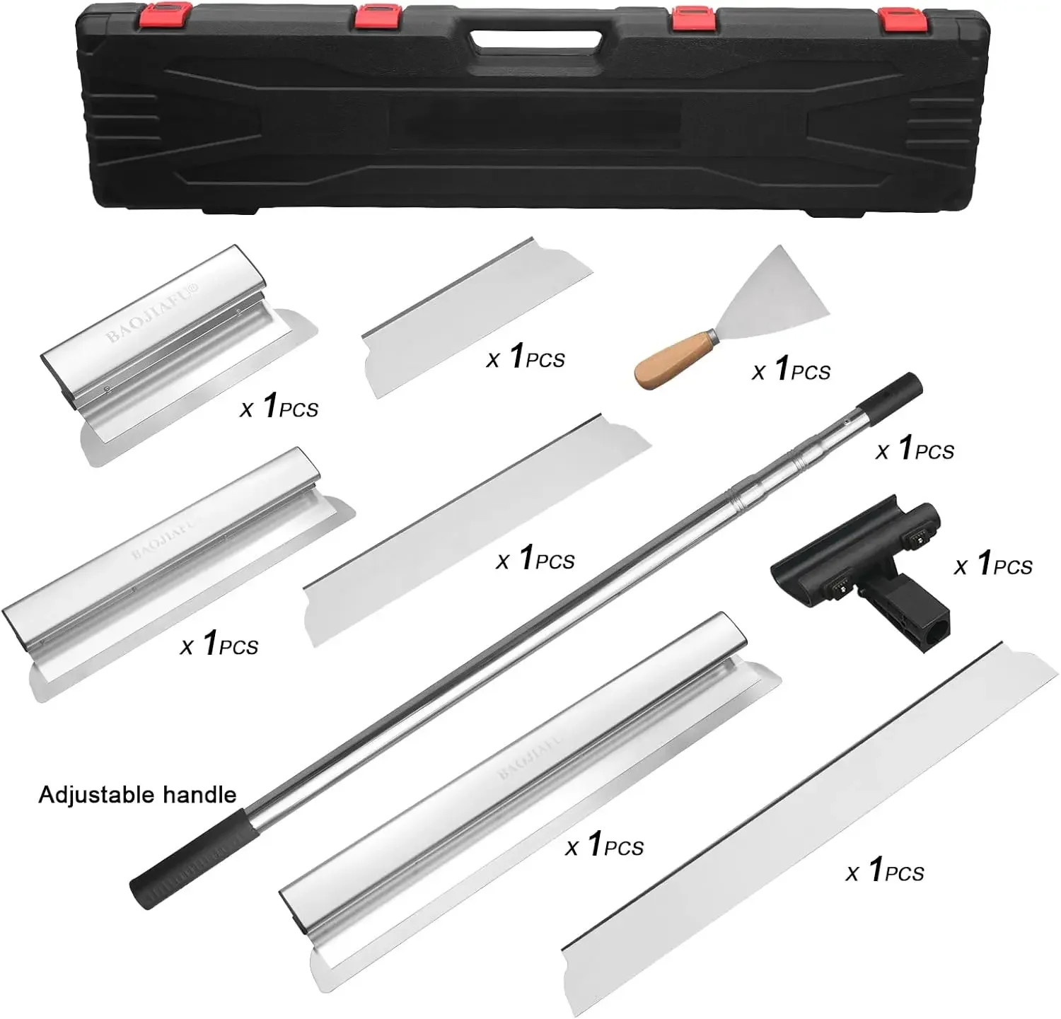 Blade Set 12", 22" & 32" Drywall Tools with 35"- 81" Stainless Steel Extended Handle Ergonomic Aluminum Grip Extruded Aluminum b
