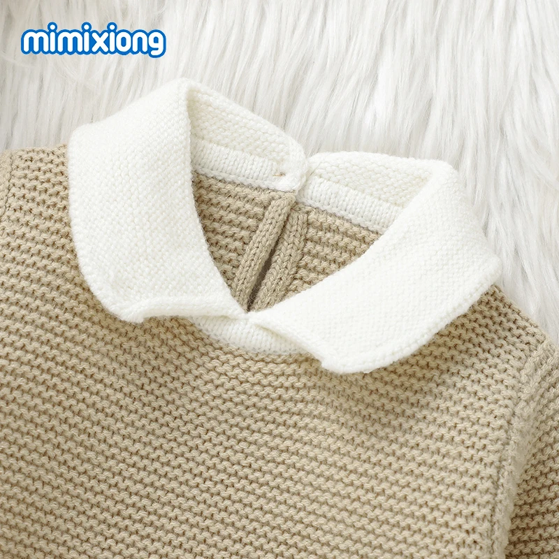 Baby Clothes Winter Beige Long Sleeve Knitting Sweaters Pullovers+Rompers Newborn Boys Outfits Sets 2pcs Infant Girls Tracksuits