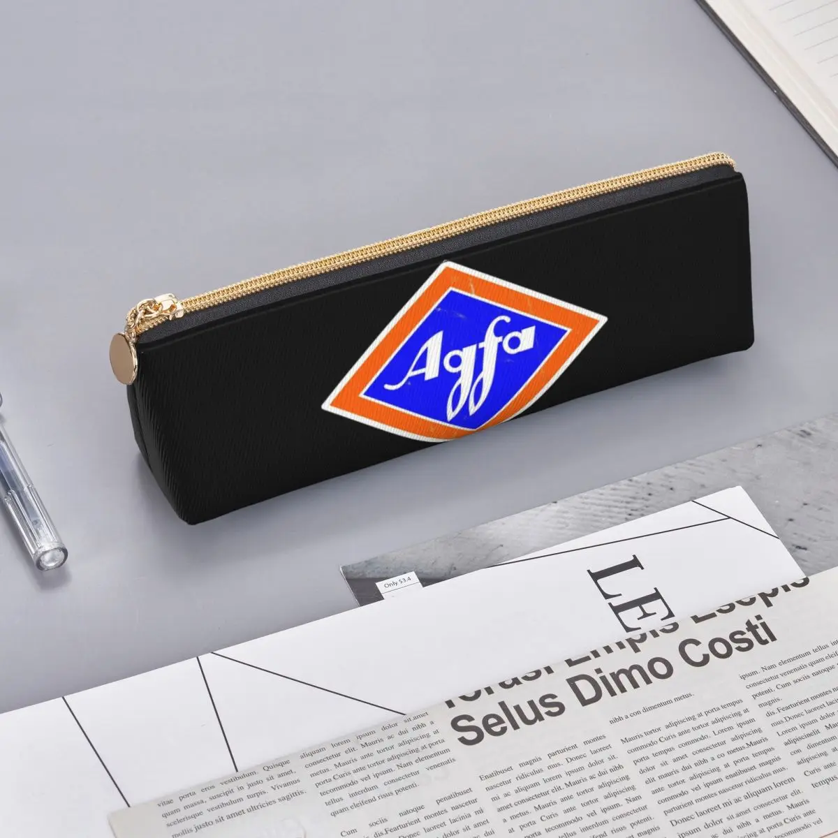 Estuche para lápices con logotipo de película Agfa retro de los años 60, soporte para bolígrafos, suministros de papelería, caja para bolígrafos, bolsa para lápices, regalos para niños y niñas