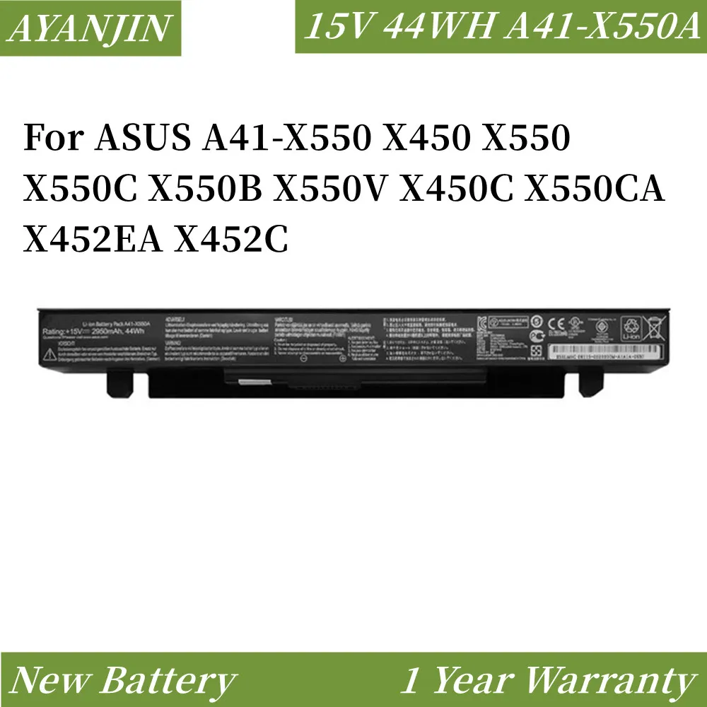 

New 15V 44WH 2950mAh A41-X550A Laptop Battery for ASUS A41-X550 X450 X550 X550C X550B X550V X450C X550CA X452EA X452C