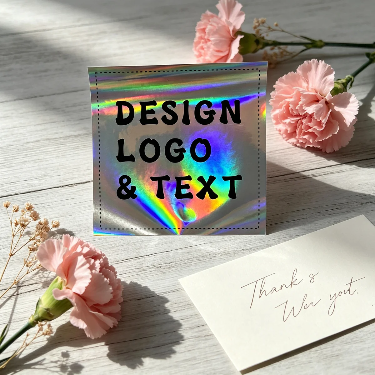 Personalised Candle Label - Unique Personalized Holographic Silver Laser Stickers,
