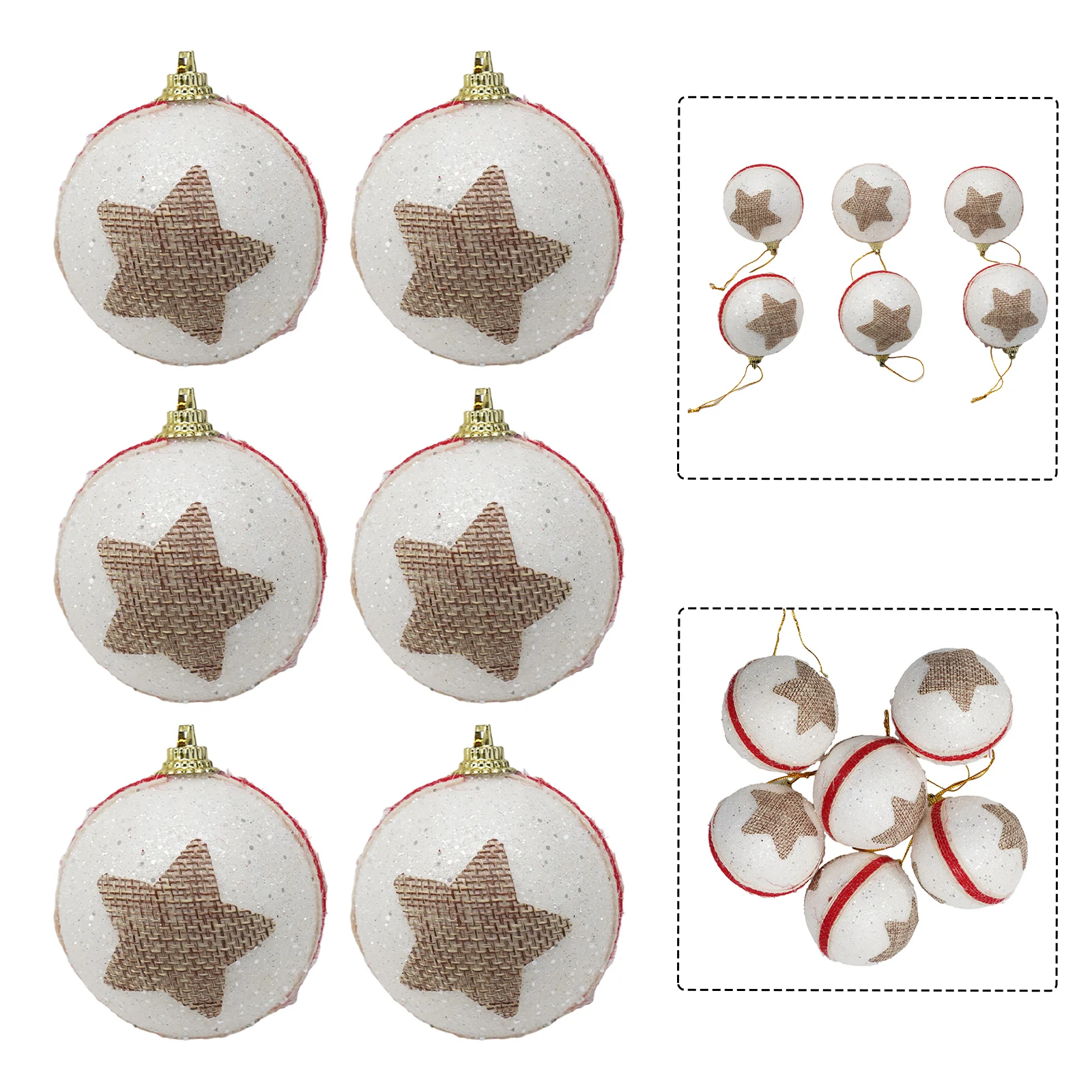 Shatterproof Ball Ornaments  6Pcs Christmas Decorations  Tree Hanging Pendant  Festive Atmosphere  Red and White