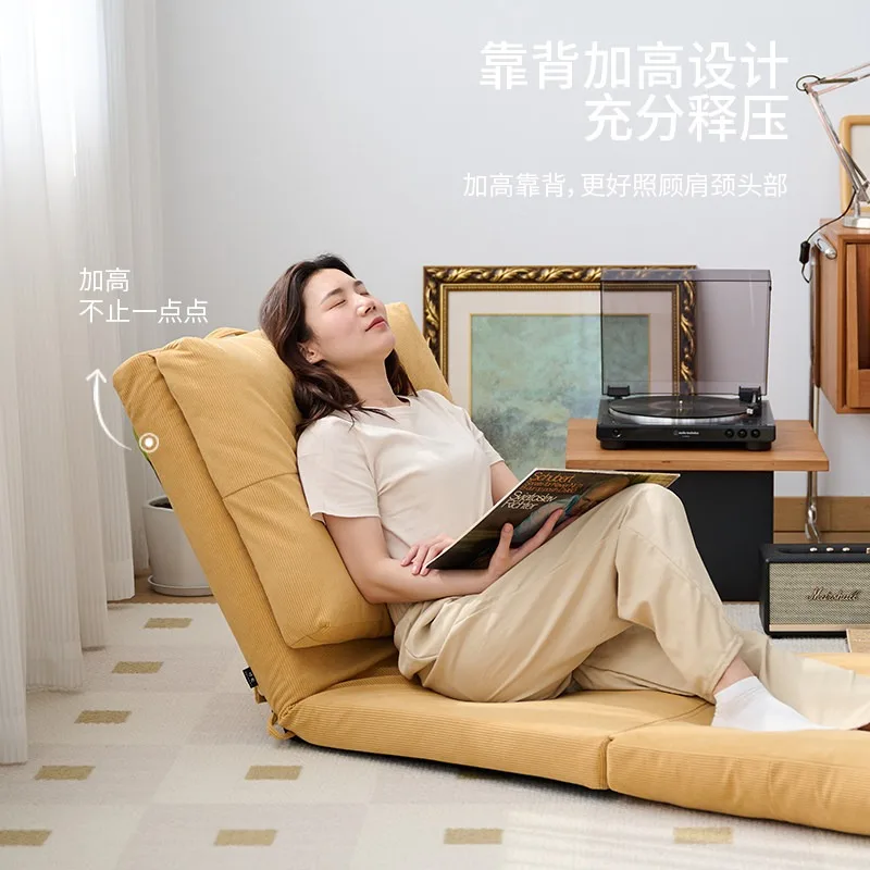 Lazy bedroom back chair folding small sofa bed tatami bay window support lying seat single sitting chair