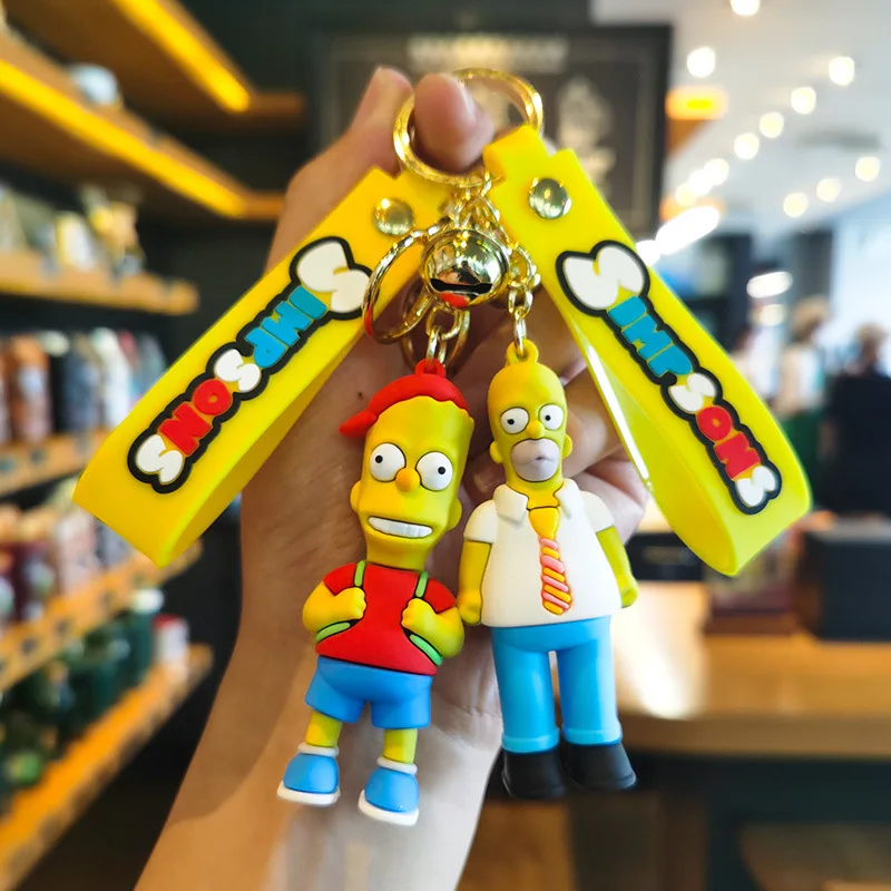 

Cute Simpsons Keychain Cartoon Figurine Bag Couple Car Keychain Personalized Gifts Y2k Fashion Kawaii Cute Personalized Gifts