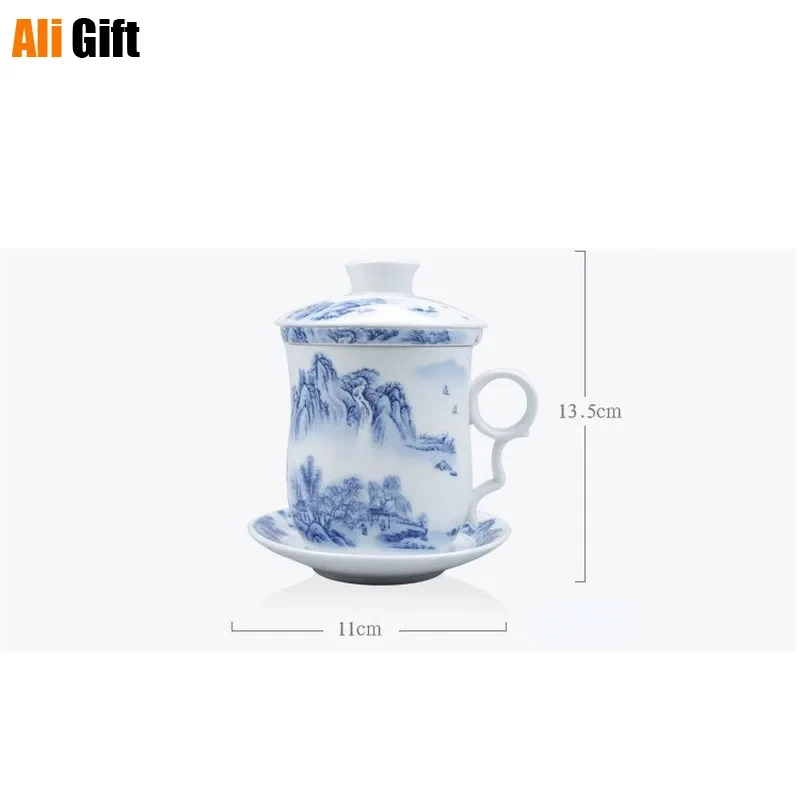 Bone Porcelain Office Ceramic Chinese Blue and White Kung Fu Tea Cups Mugs Mug  Eco Friendly