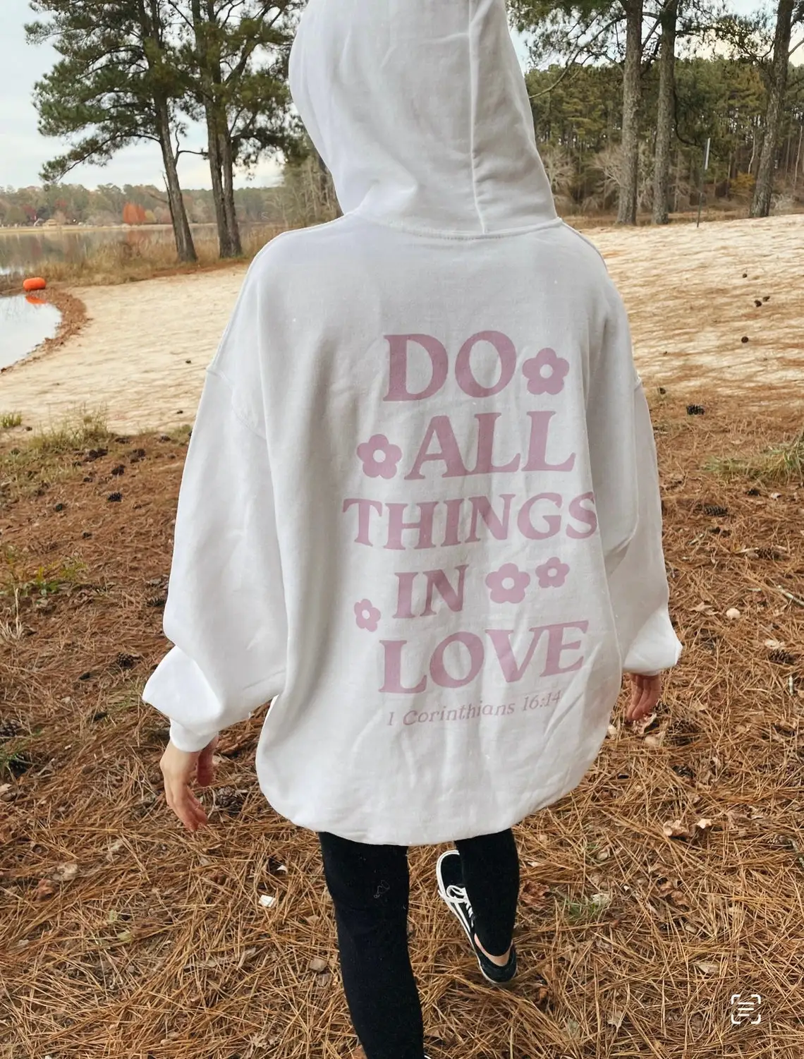 

Do All Things in Love Hoody Retro Women Long Sleeve Inspirational Christian Hoodies Pullovers