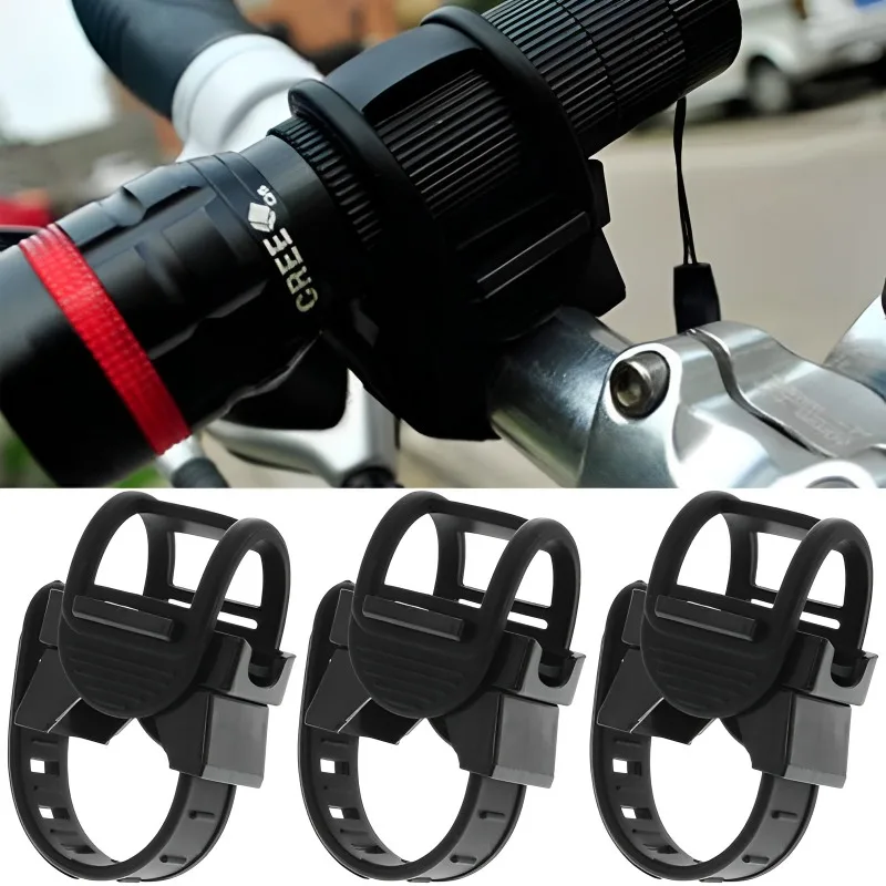 Universal Bicycle Flashlight Holder Mount 360 Degree Adjustable Rubber Straps Bike LED Headlight Torch Clamp Clip Bracket Tool