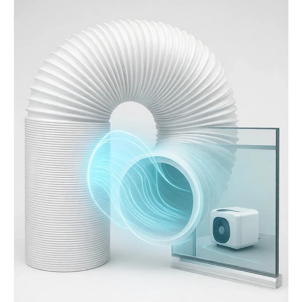 Universal 5.9 inch portable AC exhaust hose counterclockwise thread extends to 80 inches fits most units