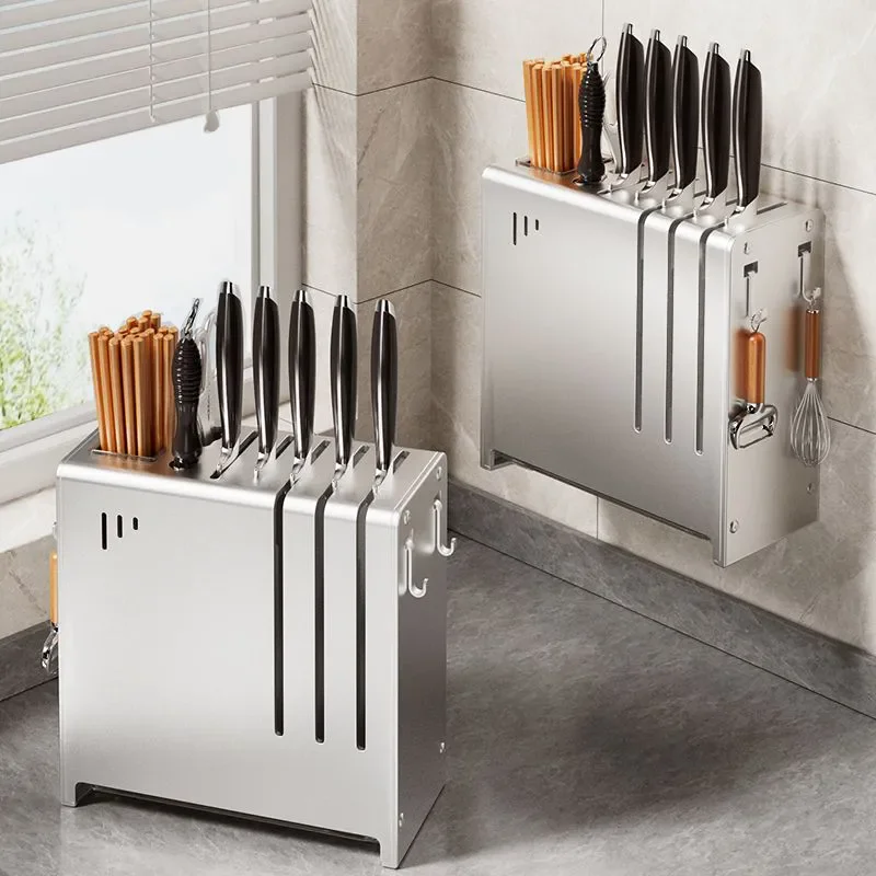 

Kitchen Stainless Steel Knife Holder Chopstick Holder Storage Rack Countertop Wall Mounted Cutting Tool Chopstick Basket ZI228