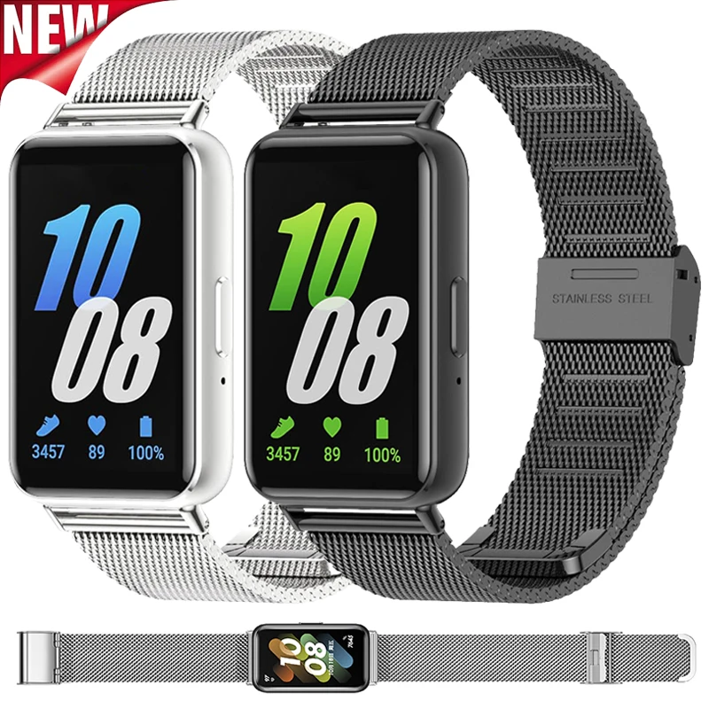 Stainless Steel Strap for Samsung Galaxy Fit 3 Smartwatch Strap Metal Loop Bracelet Watchband for Galaxy Fit3 Replacement Correa