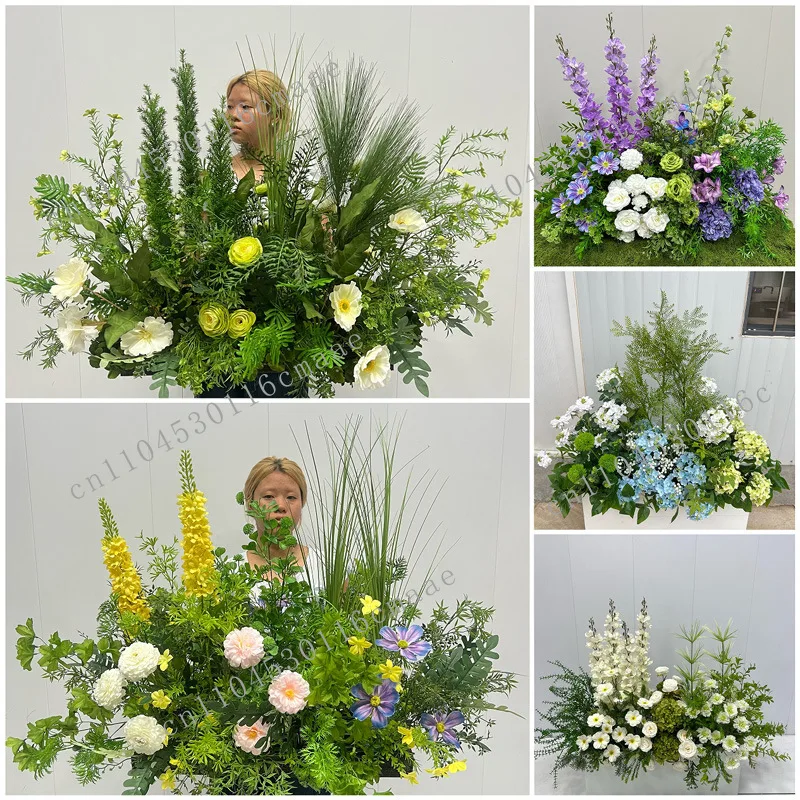 Wedding real flower set is engagement banquet arrangement, wedding hall wedding road flower stage arrangement