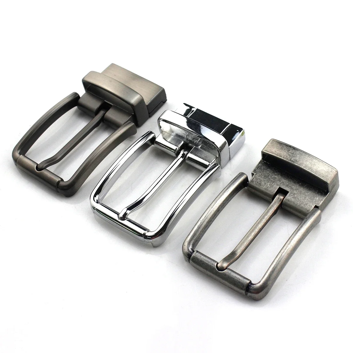 1PC 35mm Metal Brushed Men Belt Buckle Matte Brown Clip Buckle Rotatable Bottom Single Pin Half Buckle Leather Craft Belt Strap