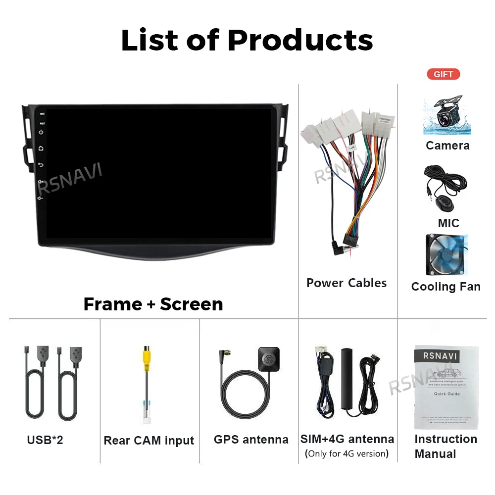 Android 16 For Toyota RAV4 3 XA30 2005 -2016 2K QLED Stereo Car Radio Multimedia Video Player GPS AI Voice CarPlay 4G Stereo DSP