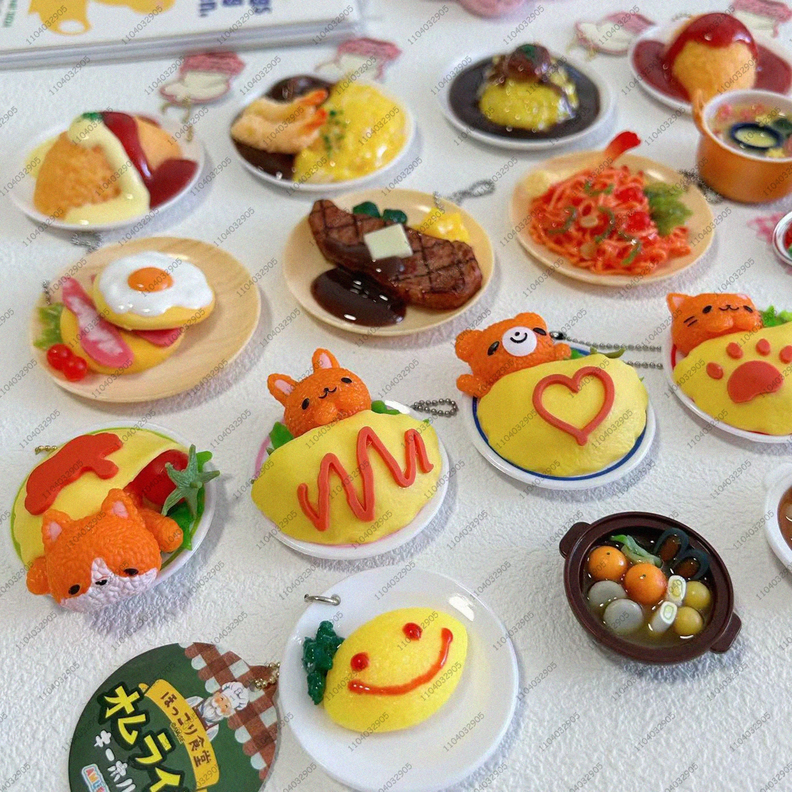 japanese-miniature-food-capsule-toy-gachapon-simulation-omelette-rice-beef-steak-oden-hot-pot-casserole-keychain-bag-charm-decor