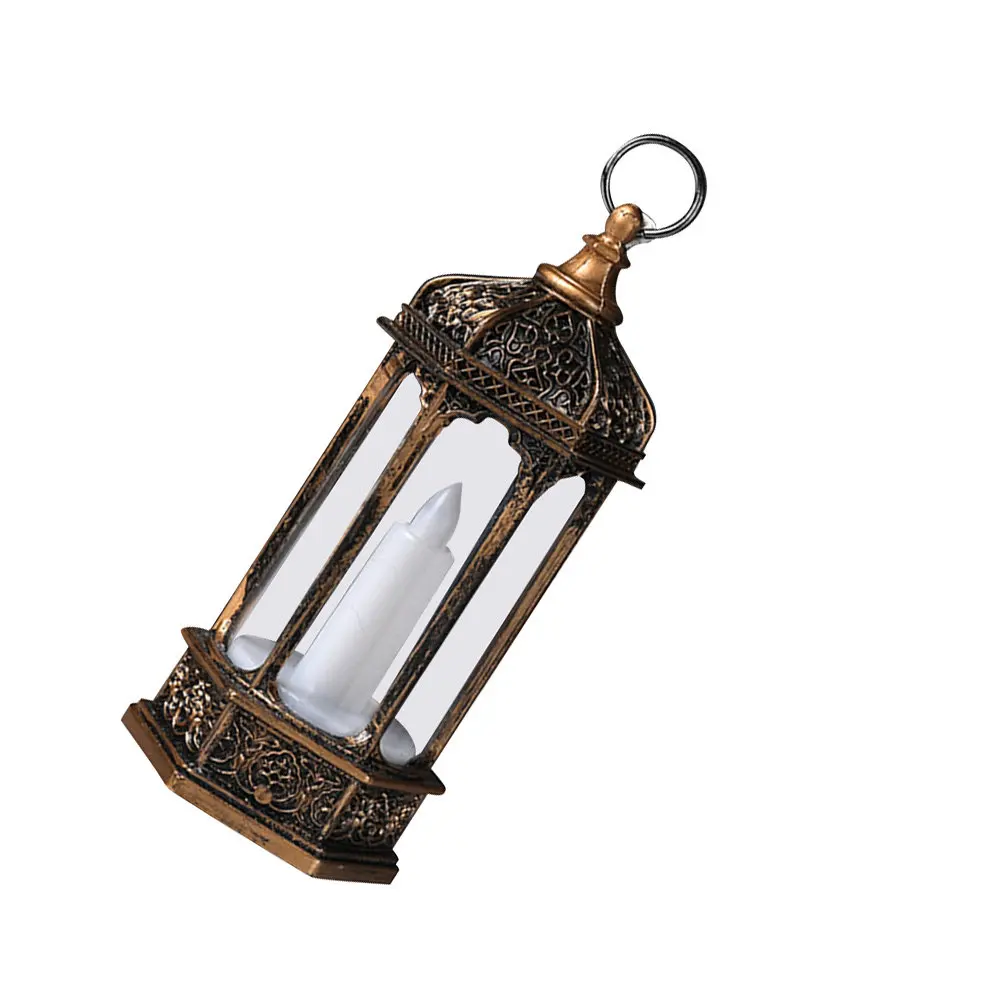 Vintage Lamp Ornament Retro Design Electronic Wind Lantern Portable Hanging Decor for Festive Tabletop