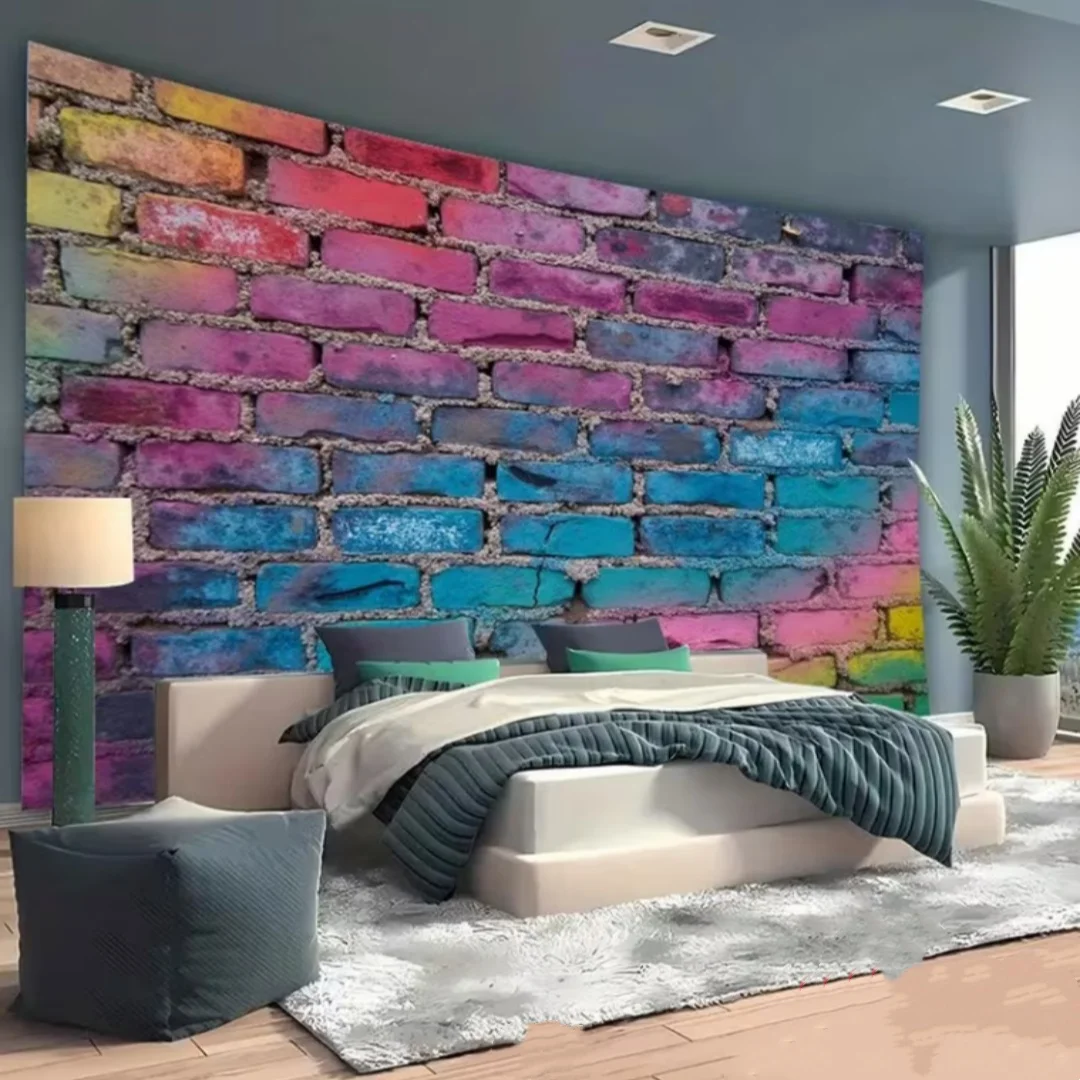 Colorful Graffiti Theme Background Art Painting Brick Wall Room Decorations Rustic Vintage Portrait Photography Studio Banner 4
