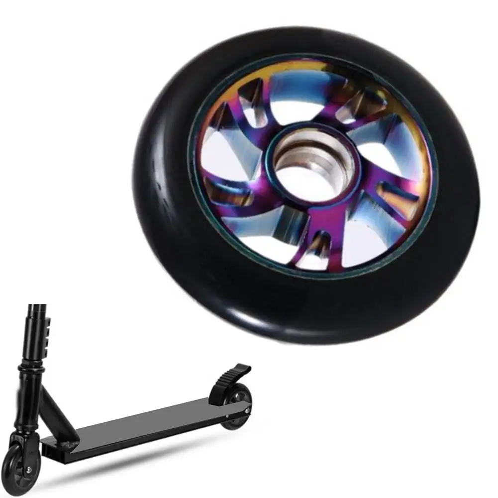 

For Stunt Riding 100mm Stunt Wheels Aluminum Alloy Hub 100mm 3.9inch CNC Processed Good Elasticity Lightweight Design