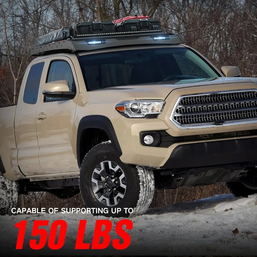 20052023 تاكوما 2nd 3rd Gen 2 باب شاحنة رف السقف العلوي سلة البضائع مع أضواء LED لتخزين الأمتعة على السطح البضائع المتينة C #3