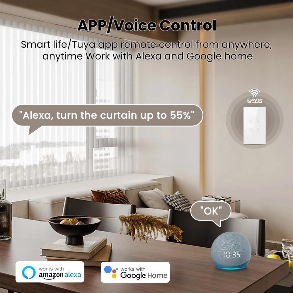 AVATTO Tuya WiFi Smart Motor Curtain Light Switch For Roller Shutter Electric Motorized Blinds Works With Alexa,Google Home