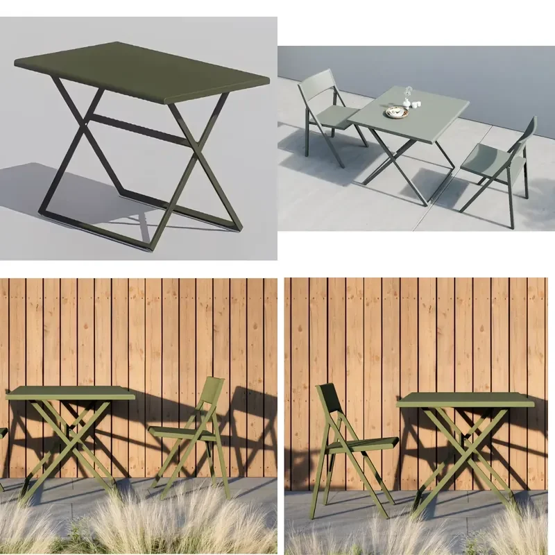 for  Lightweight  Protection Modern Design Foldable Aluminum Outdoor Dining Table  Courtyard Hotels Two Sizes Olive
