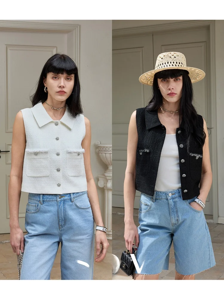 

Lightweight Silk Inner Vest SOV "Seine River" Tee Acetate Small Fraance Sle Commute ort Length Single Button