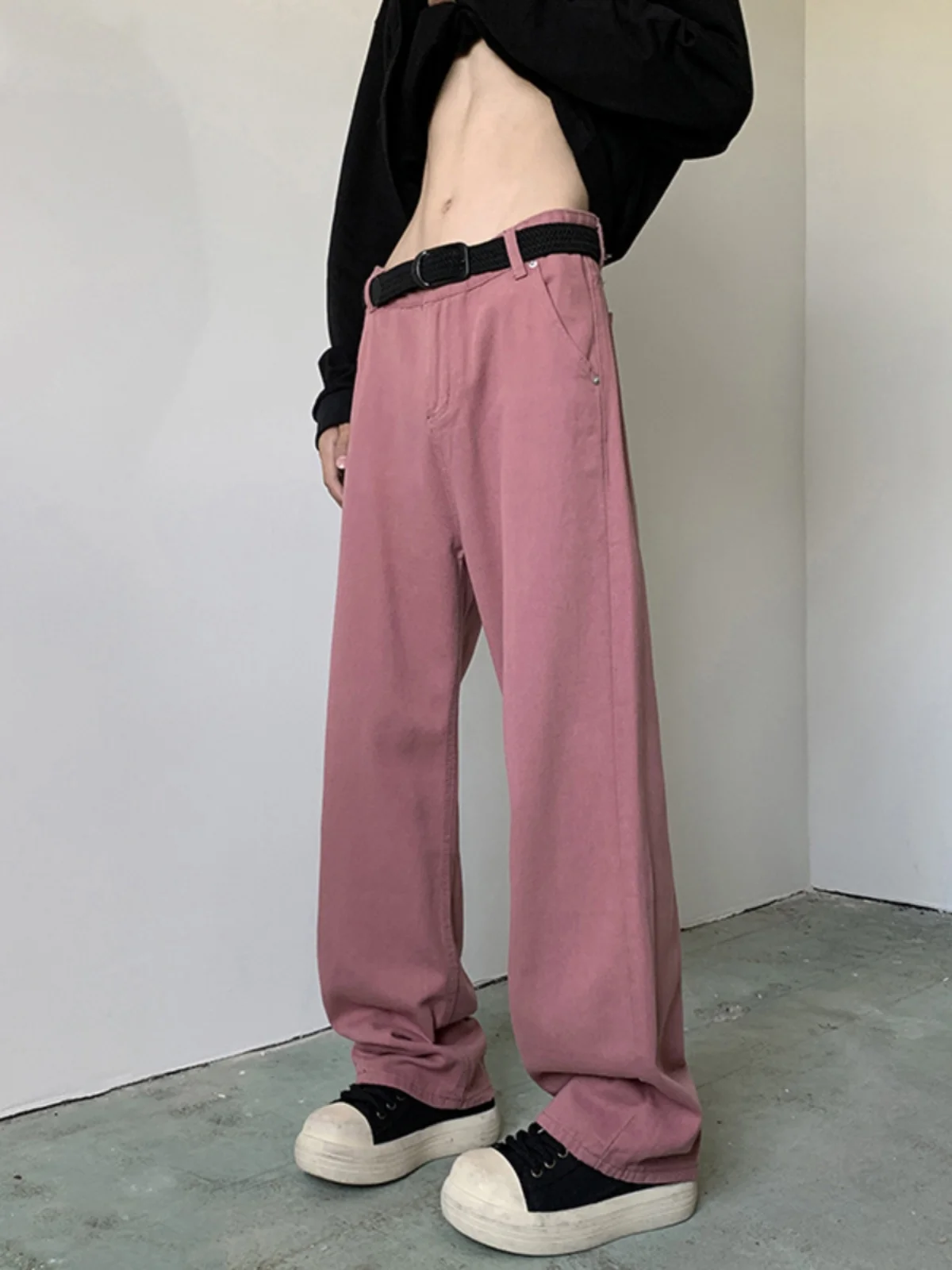 

Waed Purple Denim Jeans Loose Wide Leg Casual Long Trousers for Men And Women Vintage American Sle Spring Autumn Wear