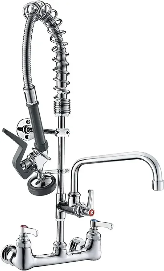 

IMLEZON Commercial Wall Mount Kitchen Sink Faucets Brass Constructed Polished Chrome Pre-Rinse Device 25" Height 8"