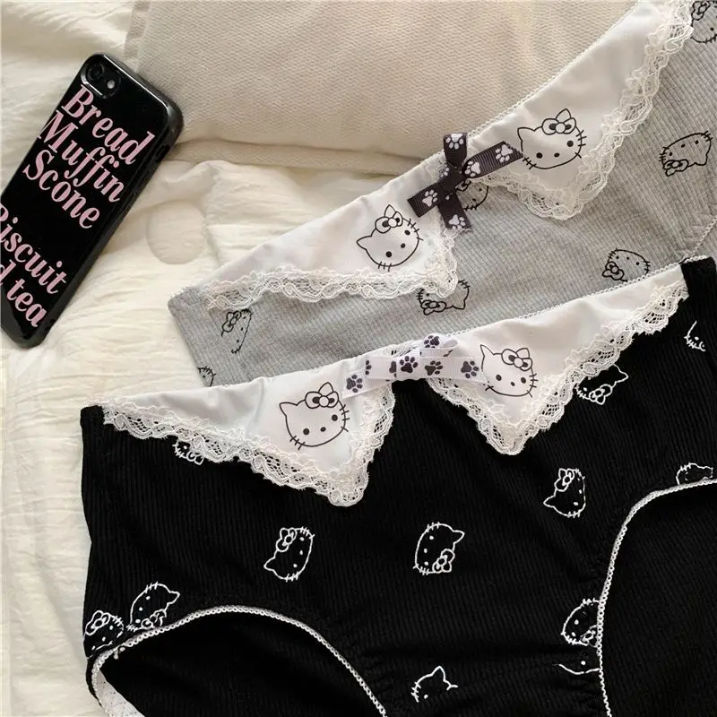 Kawaii Sanrio Hello Kitty Pakaian Dalam Segitiga Wanita Celana Dalam Katun Wanita Seksi Kartun Hadiah Ulang Tahun Anak Perempuan
