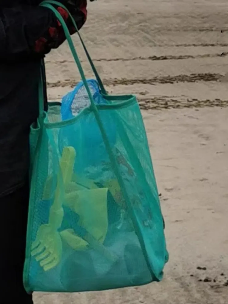 

Большая вместительная детская пляжная сумка для хранения игрушек, сетчатая сумка на одно плечо для копания песка, пляжного спортивного снаряжения