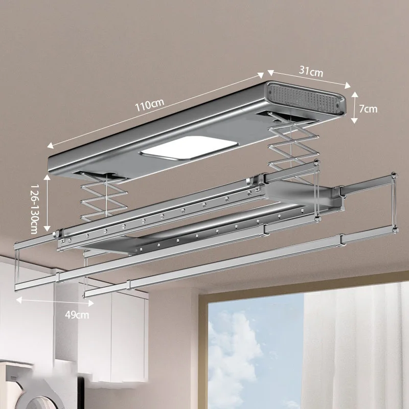 Adjustable LED Electric Clothes Drying Rack Indoor/Outdoor Balcony Smart Electronic Multiple Drying Modes Faster Drying