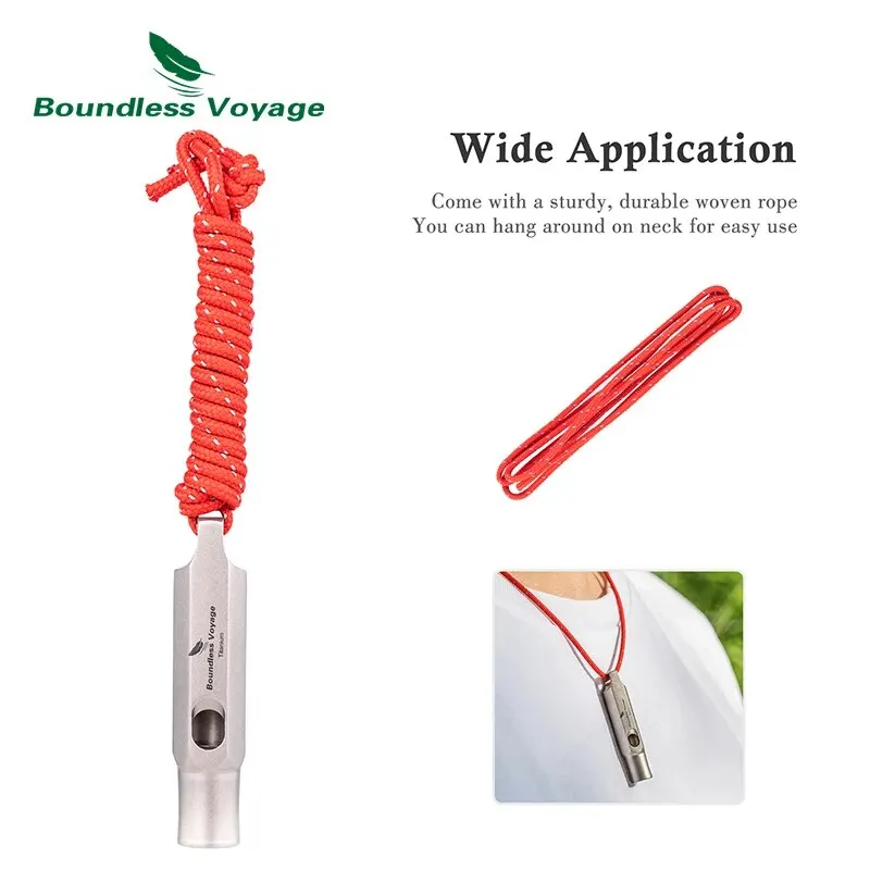 Boundless Voyage Titanium Whistle Emergency Survival Whistles with Lanyard Loud Coaches Training Sports Keychain Whistle