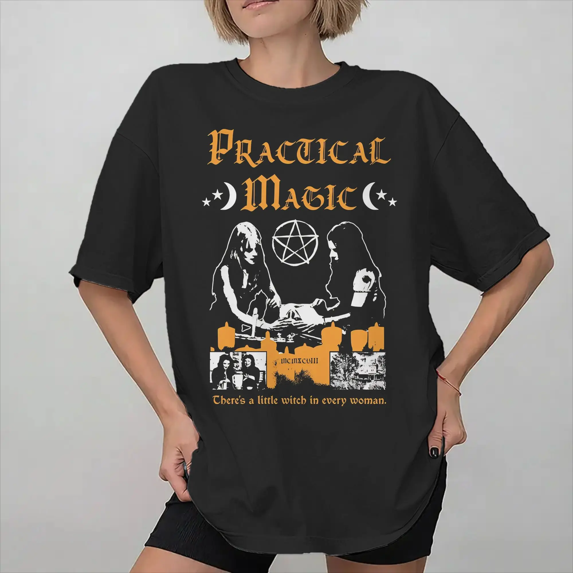 Summer Practical Magic Witchcraft Witches Pentagram Occult Witchy T Shirt for Men Women 100% Cotton Shirt Short Sleeve Clothing