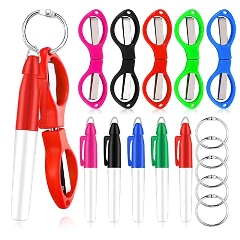 A9LC 15Pcs/set Multipurpose Fine Pointed Portable Nurse Pen Marker Pack Colorful Folding Safety Scissor Medical Accessories