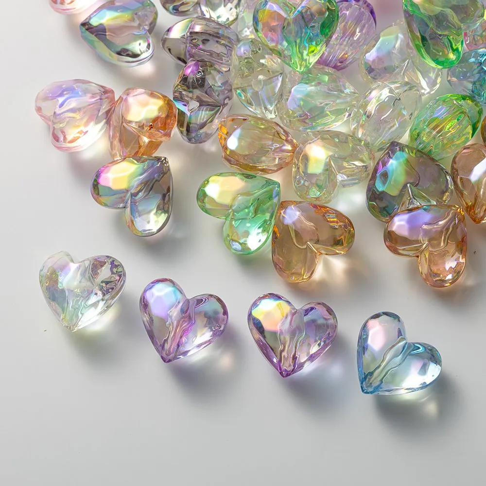 

20 шт. акриловые бусины в форме сердца, прозрачные свободные бусины-разделители для самостоятельного изготовления ювелирных изделий, браслет, материал для рукоделия, принадлежности