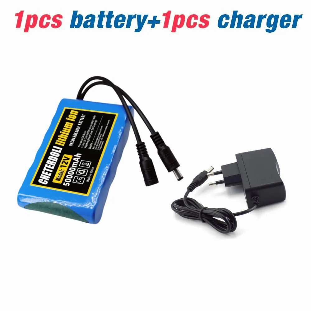 100% New 3S2P Protection Plate12V 50Ah Battery Pack 12V 50000mAh 18650 Lithium ion DC 12.6V Super Rechargeable Battery + Charger