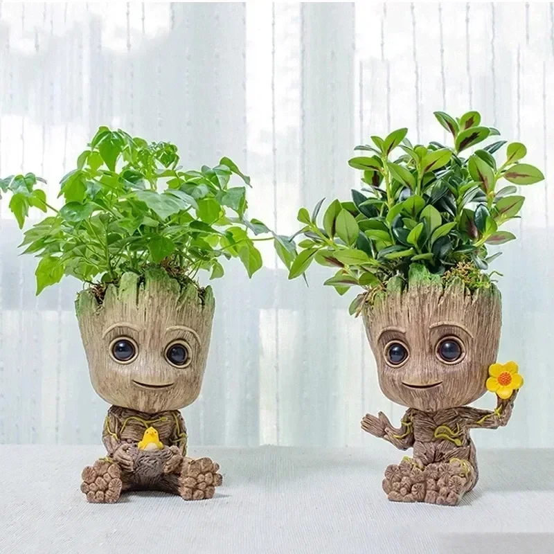 ใหม่ล่าสุด Disney Marvel Groot โมเดลอเวนเจอร์ส Groot ปากกาขนาดเล็กที่ใส่กระถางดอกไม้ของเล่นอนิเมะตุ๊กตาขยับแขนขาได้ของขวัญคริสต์มาสเด็ก