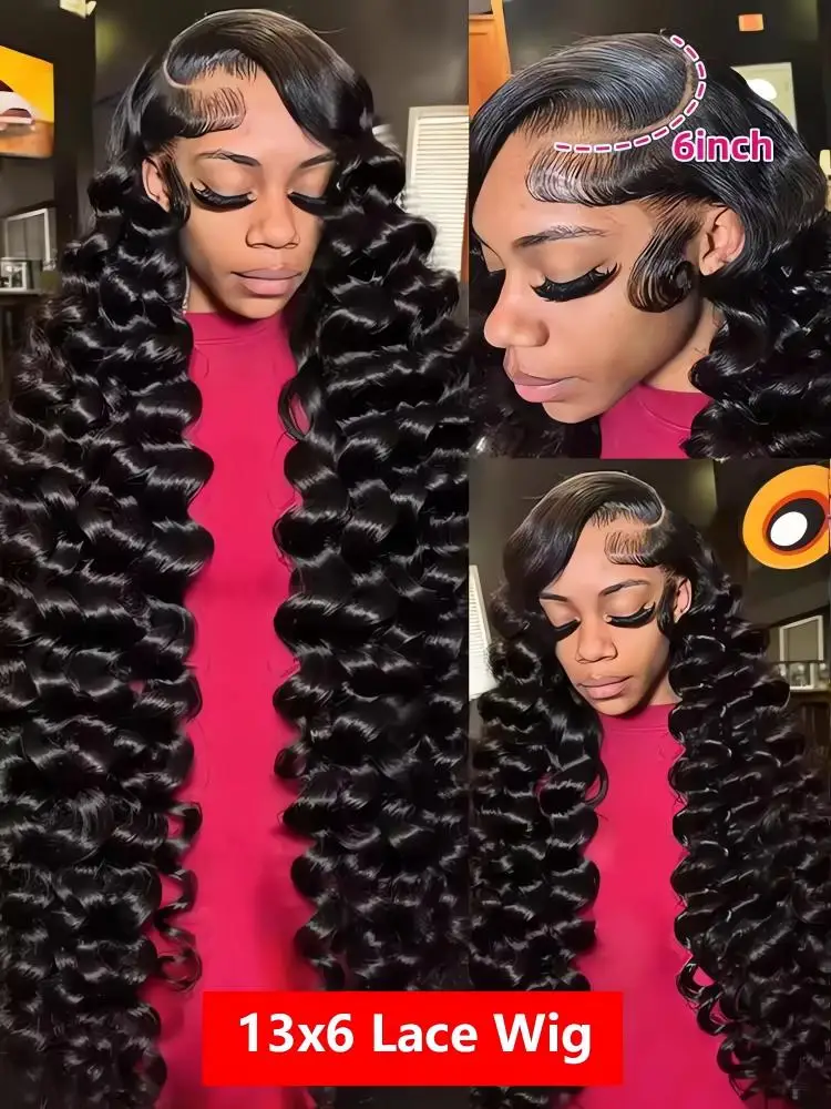 13X6 Lace Frontal Loose Waves Wig Human Hair 13X4 Curly Lace Deep Wave Frontal Wig Water Wave 180 Density Brazilian For Women image 4