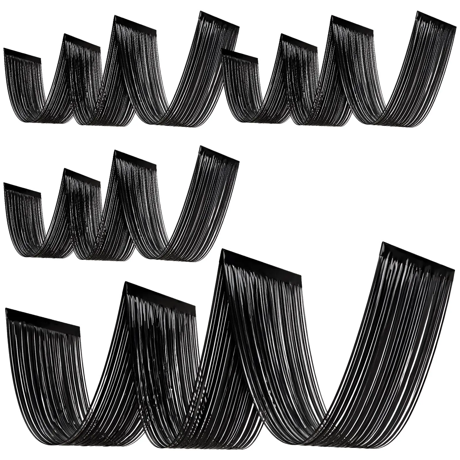 4 PCS Black Tinsel Fringe Ceiling Curtain,Halloween Gothic Masquerade Birthday Cocktail Party Photo Booth Background Decor ﻿